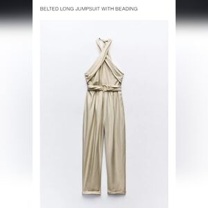 Zara Jumpsuit Beige Sleeveless  with Belt
